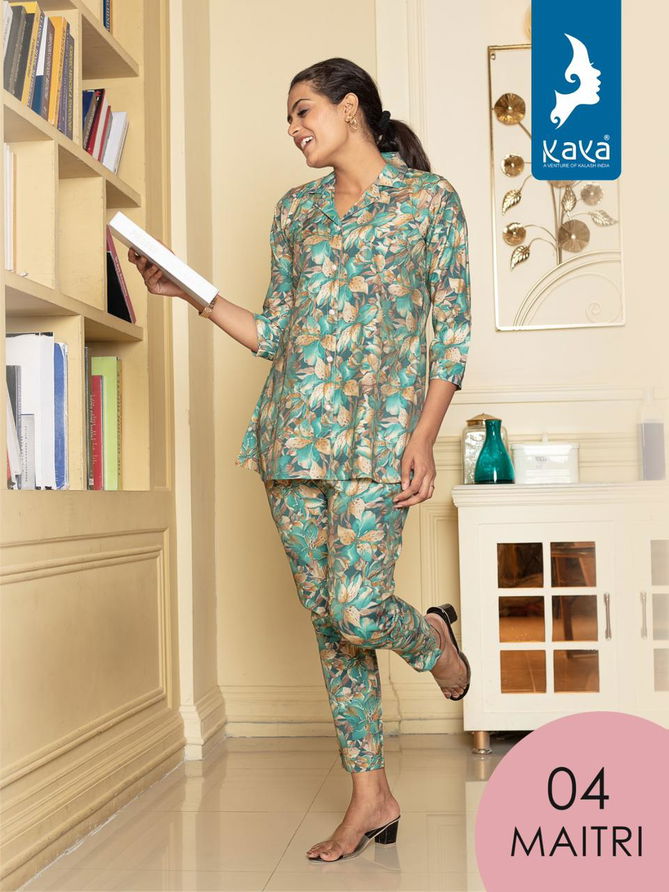 Kaya Maitri Printed Wester Cord Set Catalog
